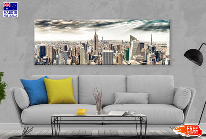 Panoramic Canvas City Sky Line View Photograph High Quality 100% Australian made wall Canvas Print ready to hang