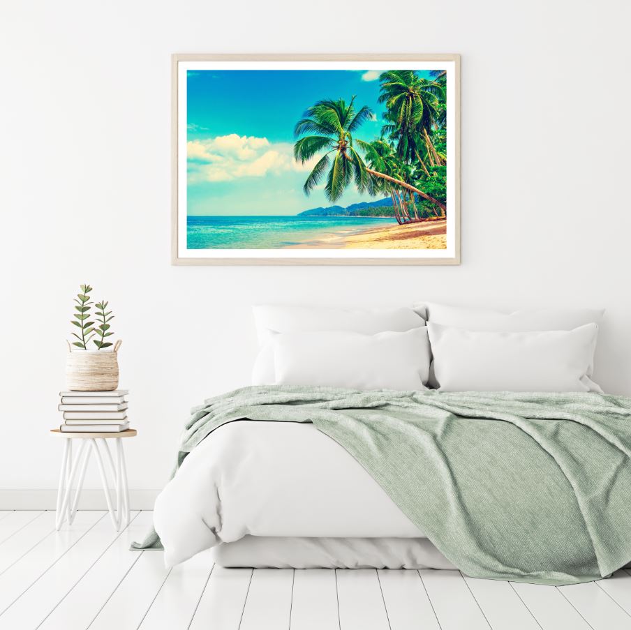 Palm Trees On Sea Shore Scenery Home Decor Premium Quality Poster Print Choose Your Sizes