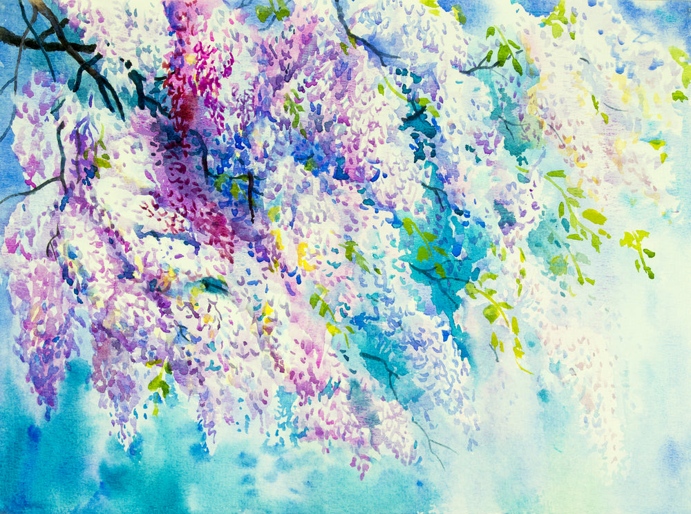 Wisteria Flowers Watercolor Painting Print 100% Australian Made