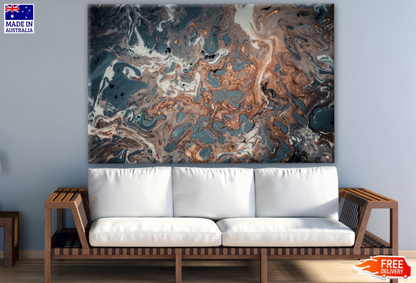 Grey & Brown Abstract Design Print 100% Australian Made