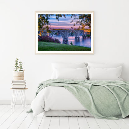 Bridge & City Sunset Photograph Home Decor Premium Quality Poster Print Choose Your Sizes