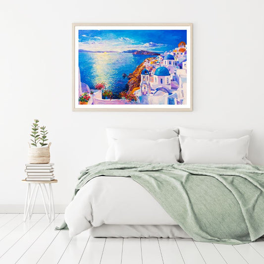 City & Sea Oil Painting Home Decor Premium Quality Poster Print Choose Your Sizes