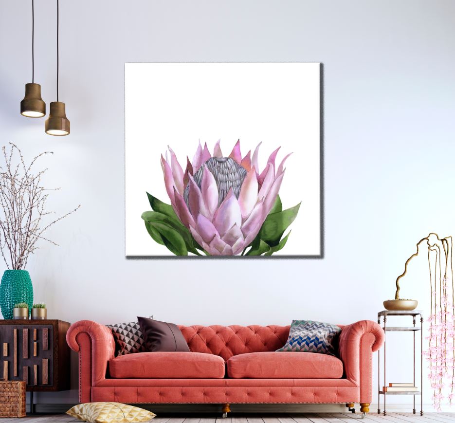 Square Canvas Colorful Flower Watercolor Painting High Quality Print 100% Australian Made