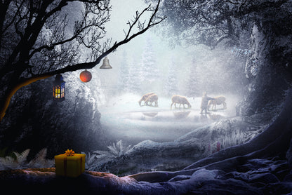 Sheeps & Shepherd in Forest View Home Decor Premium Quality Poster Print Choose Your Sizes