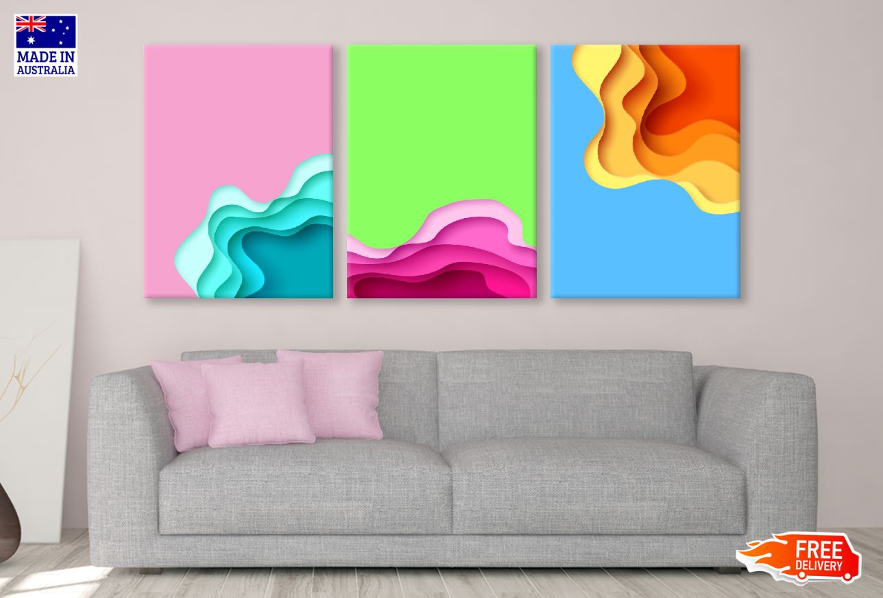 3 Set of Abstract Vector Design High Quality Print 100% Australian Made Wall Canvas Ready to Hang