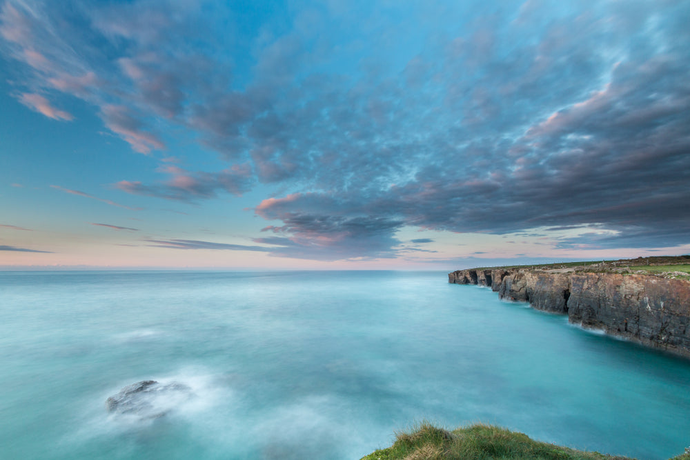 Beach Near Cliff Cloudy Sky Photograph Print 100% Australian Made