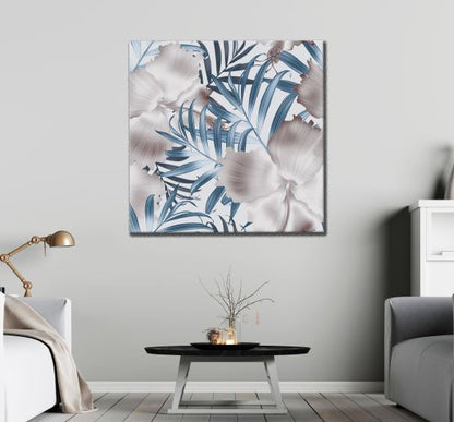 Square Canvas Flowers & Leaves Watercolor Painting Photograph High Quality Print 100% Australian Made