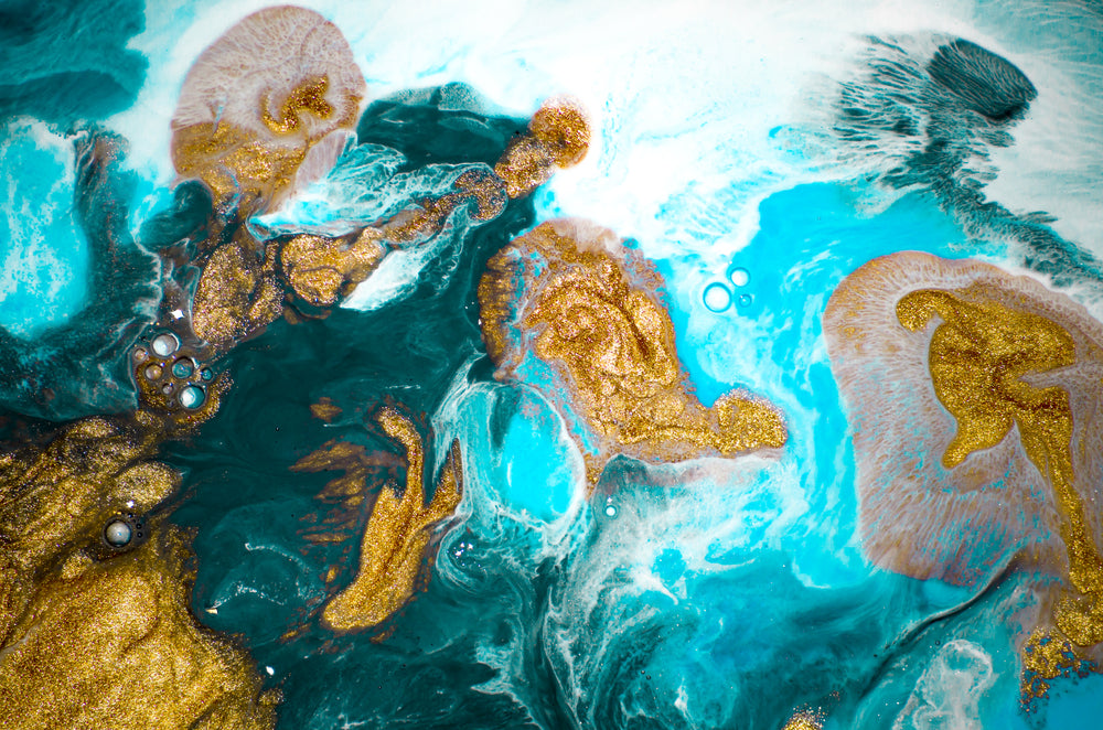 Gold Green & Blue Abstract Art Home Decor Premium Quality Poster Print Choose Your Sizes
