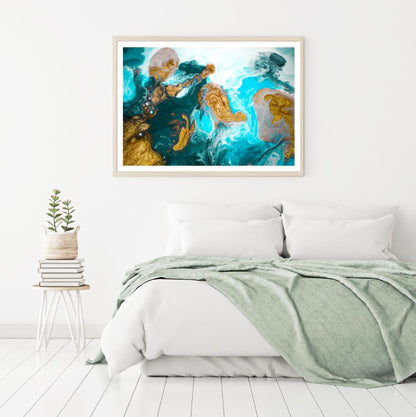 Gold Green & Blue Abstract Art Home Decor Premium Quality Poster Print Choose Your Sizes