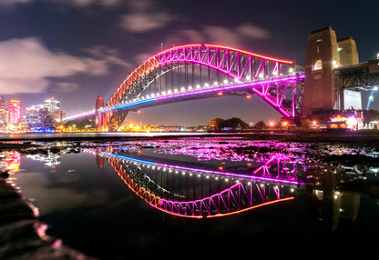 Bradfield Park in Australia Bridge Night View Photography Print 100% Australian Made