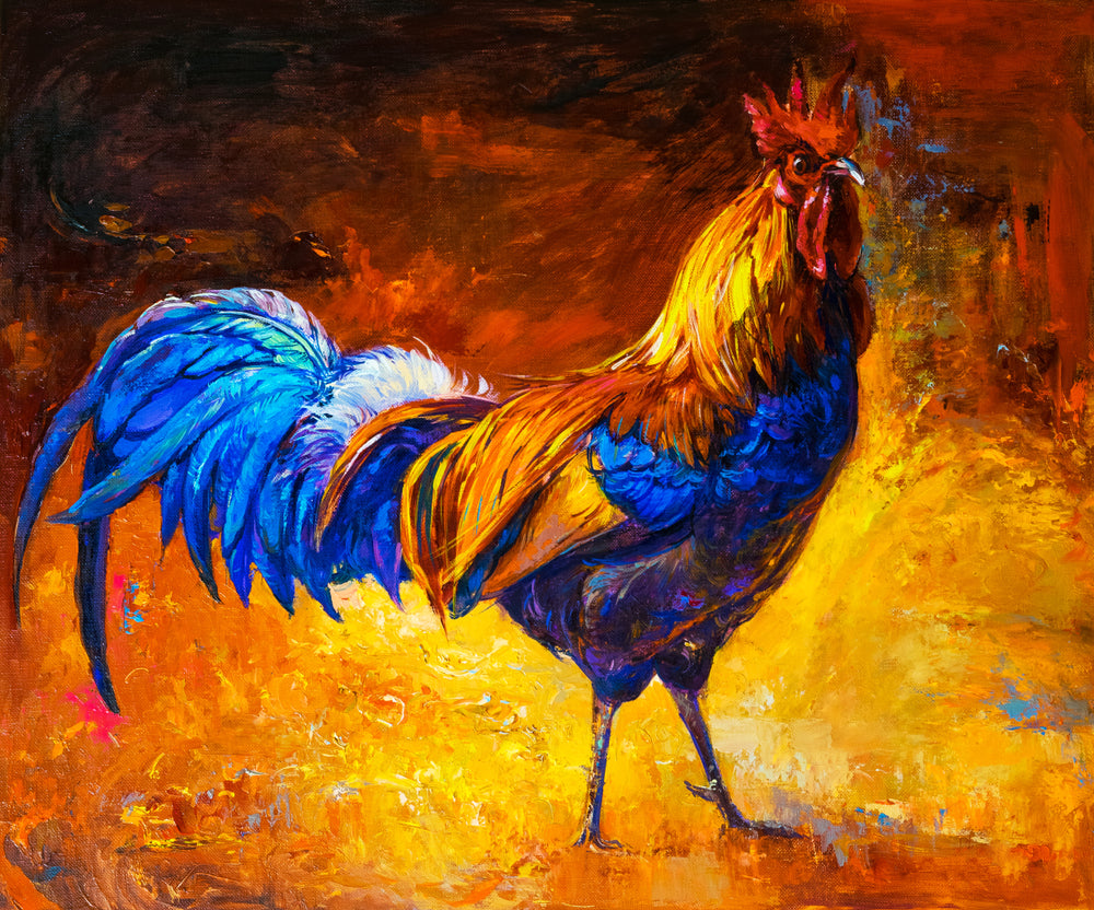 Abstract Rooster Cock Oil Painting Print 100% Australian Made