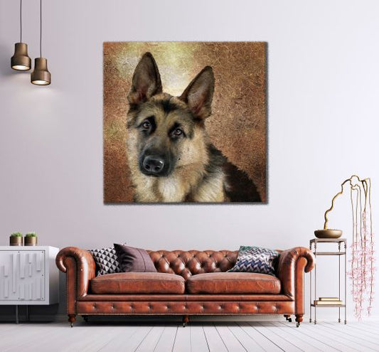 Square Canvas German Shepherd Portrait Photograph High Quality Print 100% Australian Made