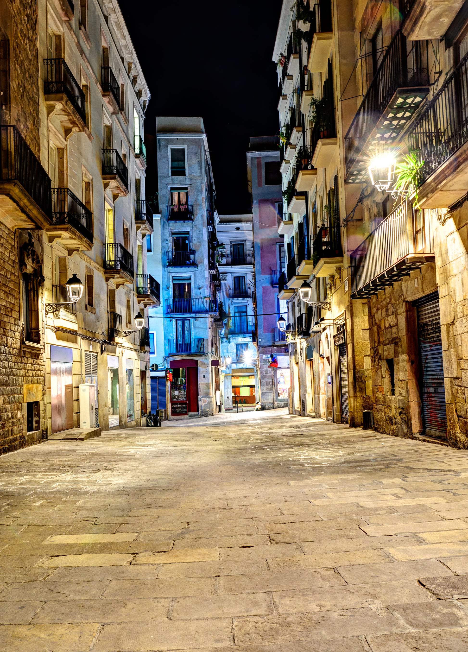 Street Between Buildings Night View Photograph Print 100% Australian Made