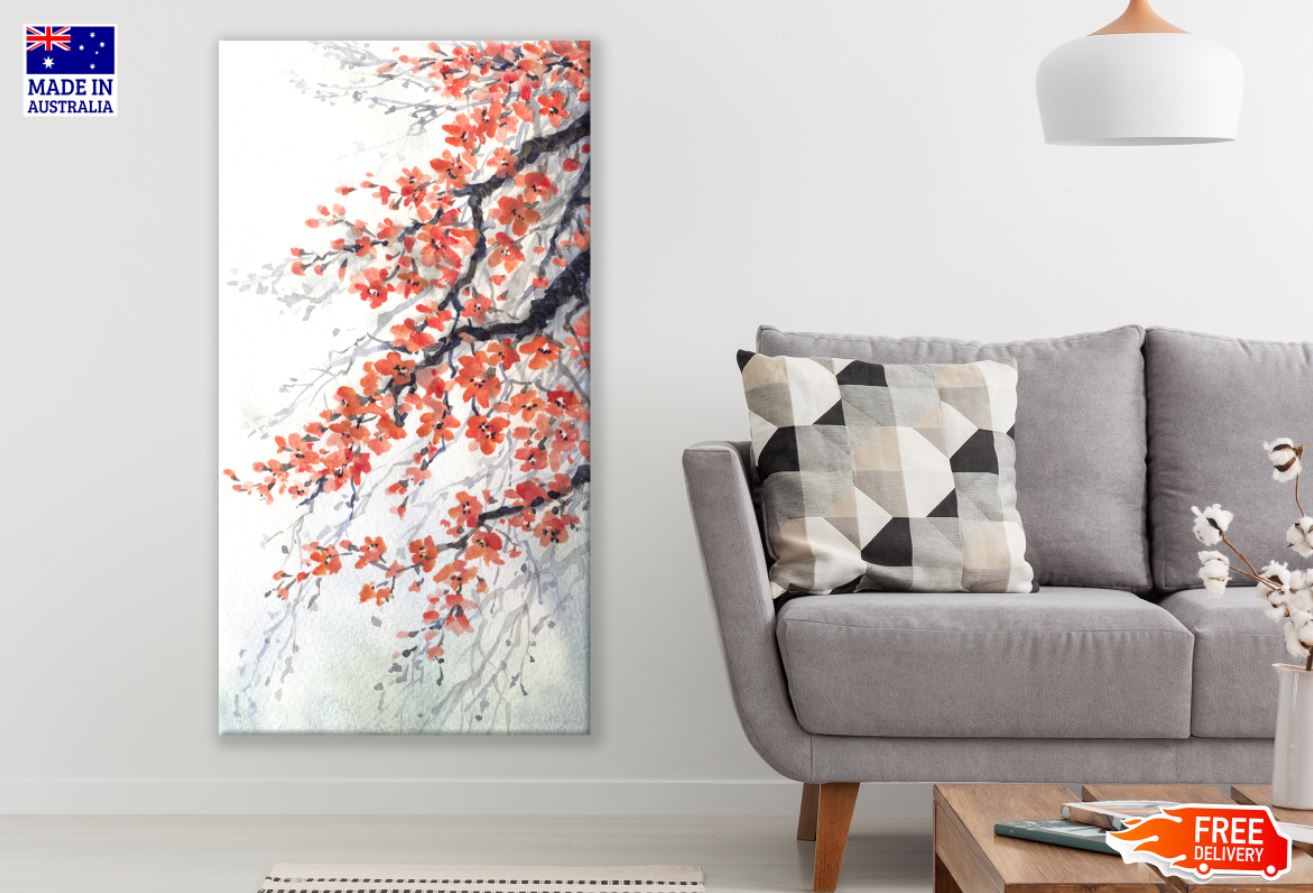 Orange Leaves Tree Watercolor Art Print 100% Australian Made