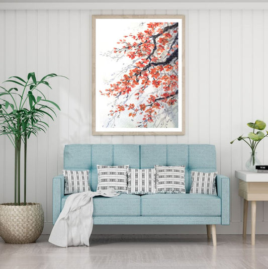 Orange Leaves Tree Watercolor Art Home Decor Premium Quality Poster Print Choose Your Sizes