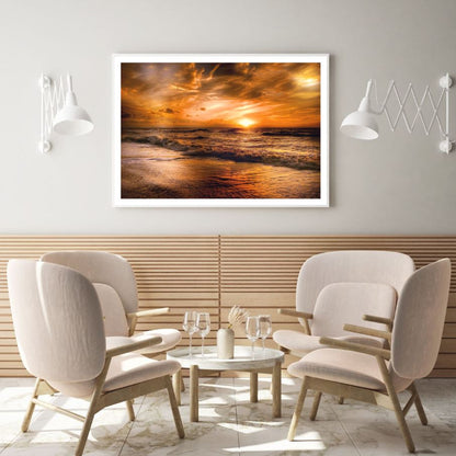Sea Sunset Scenery Photograph Home Decor Premium Quality Poster Print Choose Your Sizes