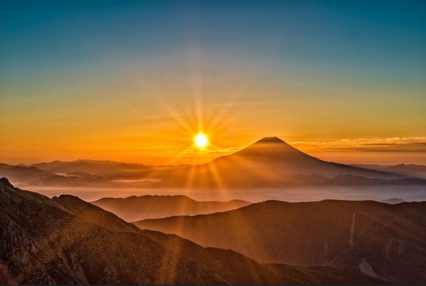 Sunset Over Mountain Range Scenery Photograph Print 100% Australian Made