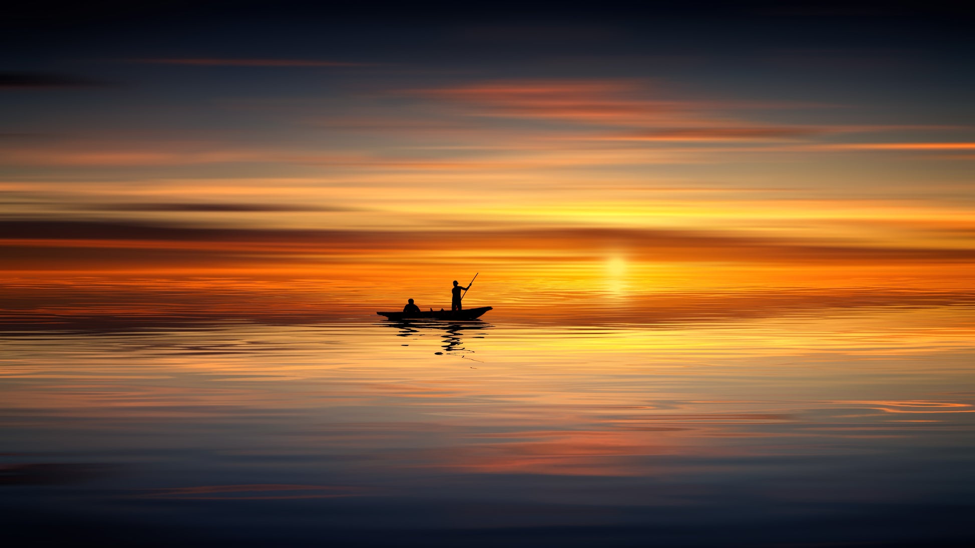 Fishing Boat on Sea Sunset Scenery Photograph Print 100% Australian Made