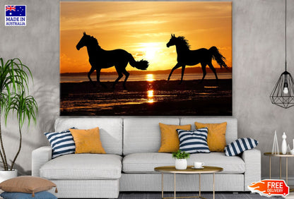 Horses Running on Beach Sunset Print 100% Australian Made
