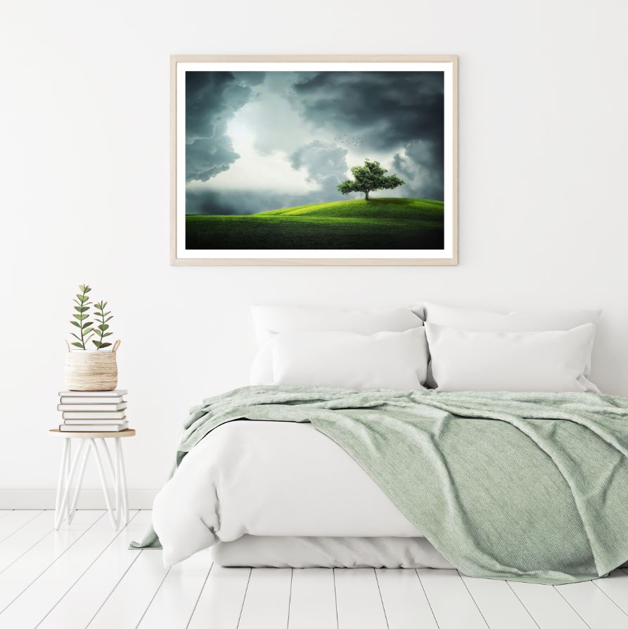 Tree on Meadow Scenery Photograph Home Decor Premium Quality Poster Print Choose Your Sizes