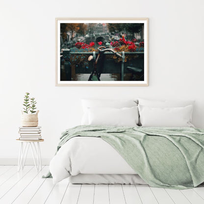 Bicycle & Flowers on Street View Home Decor Premium Quality Poster Print Choose Your Sizes