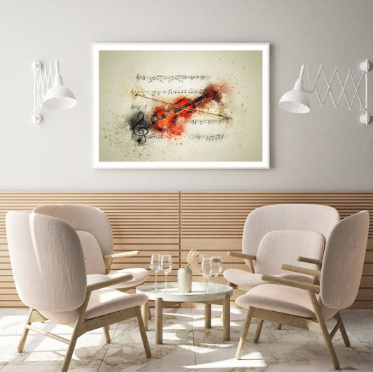 Violin & Notes Watercolor Paint Home Decor Premium Quality Poster Print Choose Your Sizes