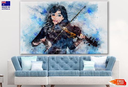 Girl Playing Violin Watercolor Painting Print 100% Australian Made