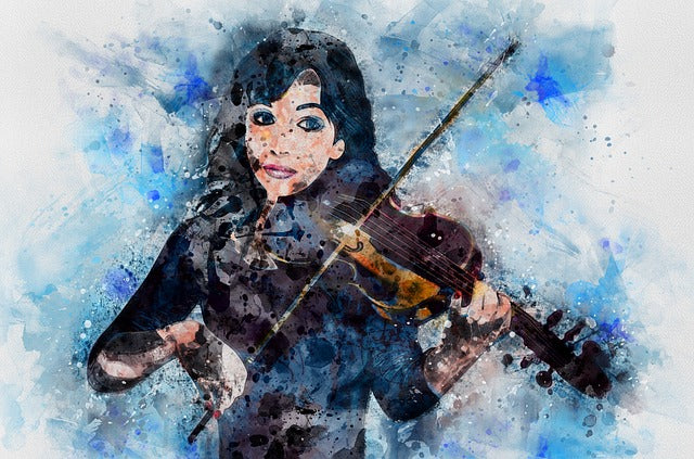 Girl Playing Violin Watercolor Painting Print 100% Australian Made