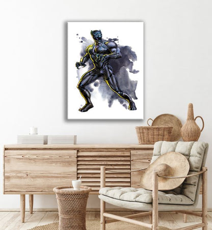 Black Panther Superhero's Watercolour Arts Print Premium Canvas Ready to Hang High Quality choose sizes