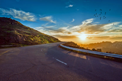 Road on Cliff Sunset Scenery View Photograph Print 100% Australian Made