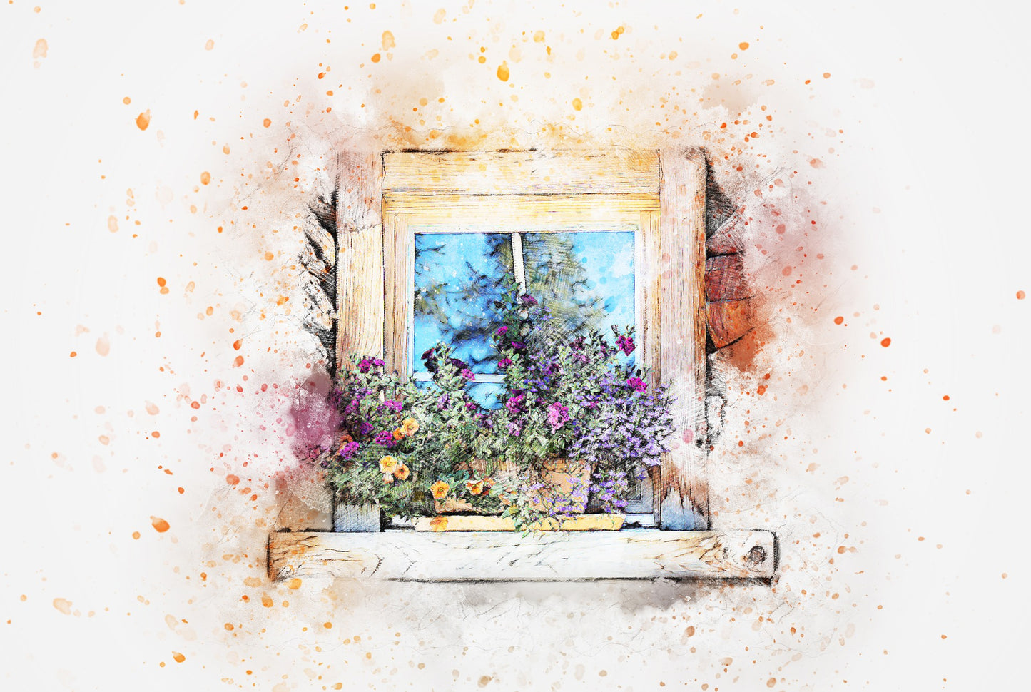 Window & Flower Vase Painting Print 100% Australian Made
