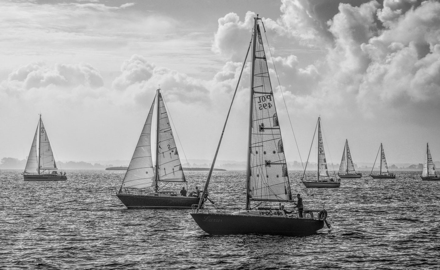 Boats on Sea B&W Photograph Home Decor Premium Quality Poster Print Choose Your Sizes