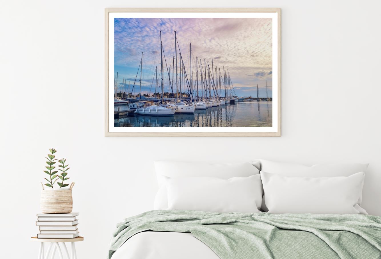 Boats on Bay Sunset Photograph Home Decor Premium Quality Poster Print Choose Your Sizes